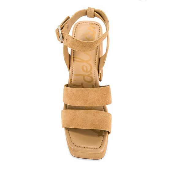 Sam Edelman Rosalind Platform BLOCK Heel Sandal Sesame Suede I0310L32 Size 10 - Picture 4 of 7